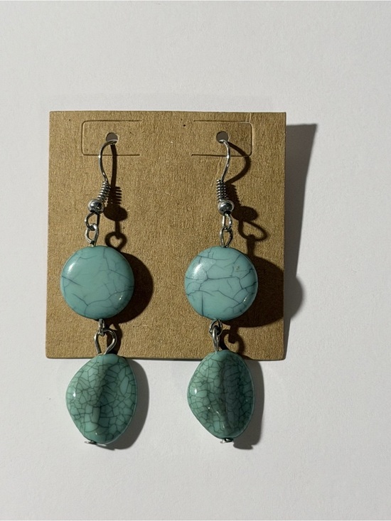 Jewelry - Turquoise Faux Drop Dangle Earrings Boho Aqua Fish Hook